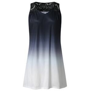 Black to White Tie Dye Lace Gradient V-Neck Sleeveless Beach Mini Dress Size 5XL